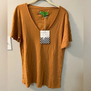 NWT Free People x Sandrine Rose ginger (orange) vneck shirt size small